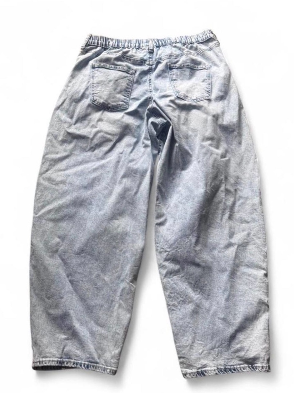 Project Indigo women’s elastic waist size large light wash, barrel jeans, cotton - Picture 4 of 5